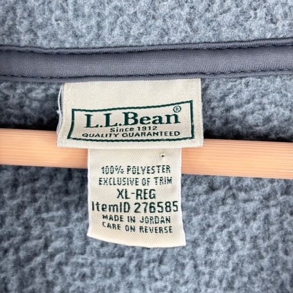 LL Bean Fleece Duffle Coat XL Hood Pocket Charcoal Retro Fall 90s Preppy Classic - Picture 6 of 10